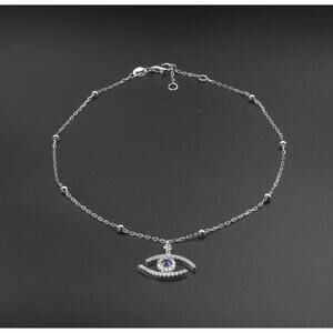 Evil Eye Drop Charm Anklet  Minimalist Protection Jewelry for Everyday Wear